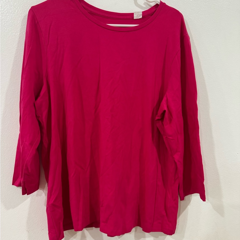 Chico's Pink Boxy Long Sleeve Tee